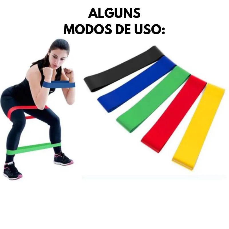 Expressão Corporal - Kit de 5 Mini Faixas Elásticas para exercícios - Galeria desconto 