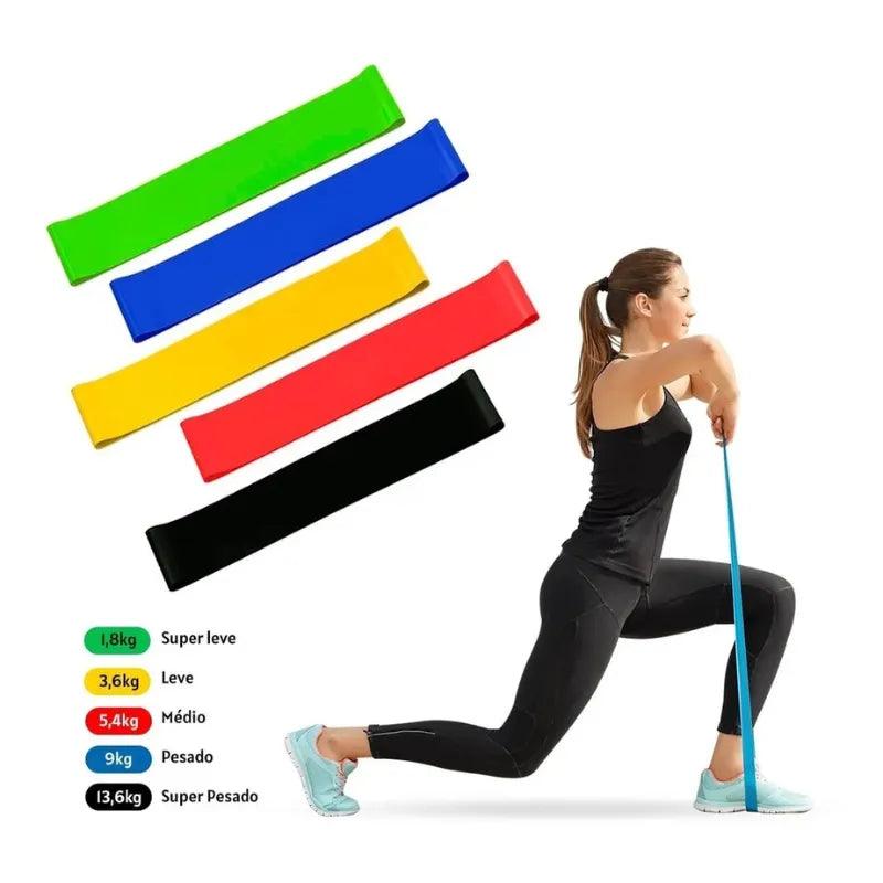 Expressão Corporal - Kit de 5 Mini Faixas Elásticas para exercícios - Galeria desconto 