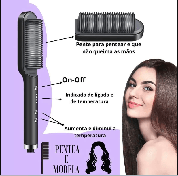 Escova mágica 5 em 1 - Alisa, Seca, Hidrata, Modela e Anti-Frizz - Galeria desconto 