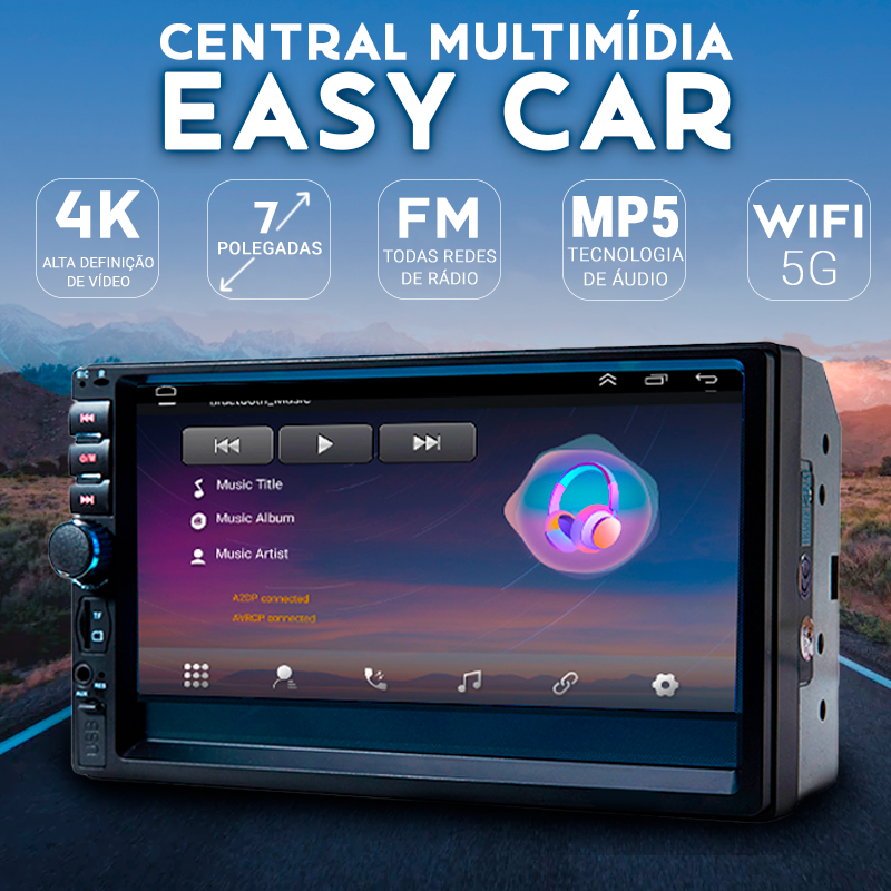 Central Multimídia Universal 7 Polegadas Wifi Gps Mp5 Bluetooth - EasyCar - Galeria desconto 